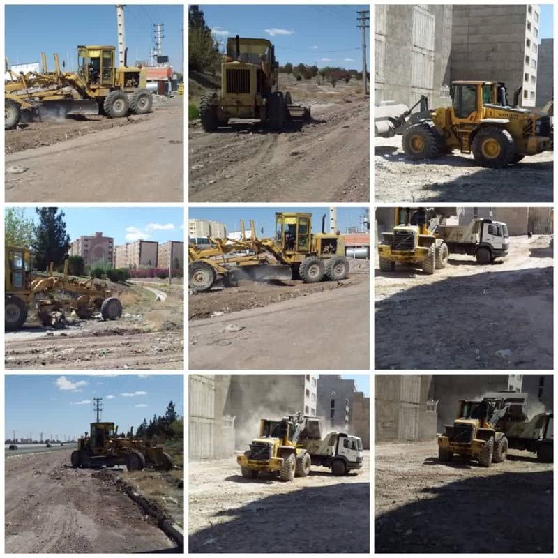 عملیات نخاله برداری و همسطح سازی در رباط کریم وآبشناسان