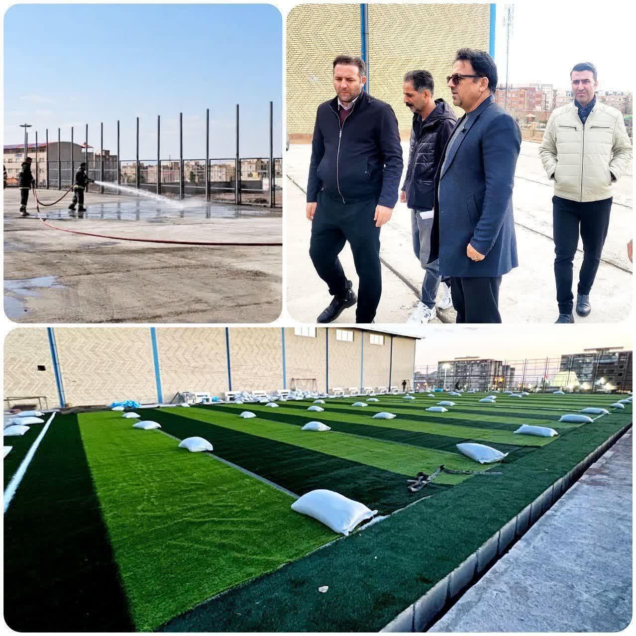 زمین چمن مصنوعی فاز سه پرند ؛ گام مهم برای ارتقای امکانات ورزشی